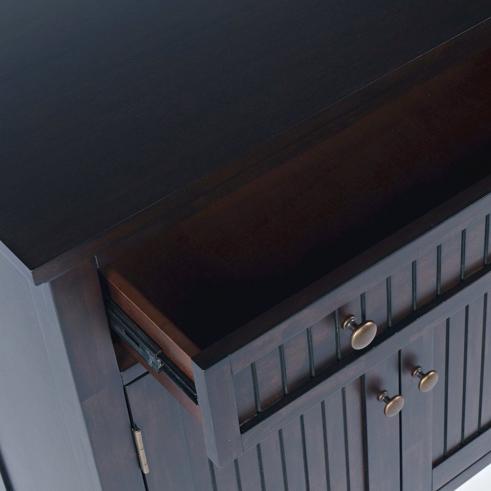 32" Slat Panel Door Accent Cabinet -Transitional Storage with Adjustable Shelves