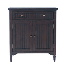 32" Slat Panel Door Accent Cabinet -Transitional Storage with Adjustable Shelves