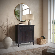 32" Slat Panel Door Accent Cabinet -Transitional Storage with Adjustable Shelves
