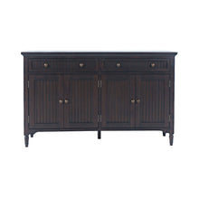 58" Slat Panel Door Sideboard Cabinet - Transitional Storage, Adjustable Shelves