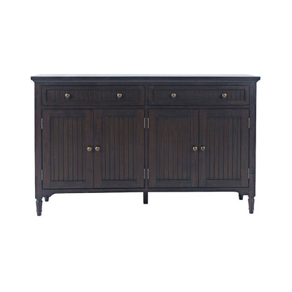 58" Slat Panel Door Sideboard Cabinet - Transitional Storage, Adjustable Shelves