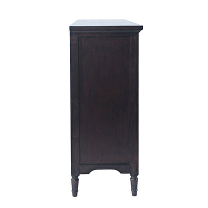 58" Slat Panel Door Sideboard Cabinet - Transitional Storage, Adjustable Shelves