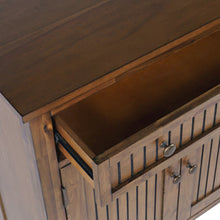 32" Slat Panel Door Accent Cabinet -Transitional Storage with Adjustable Shelves