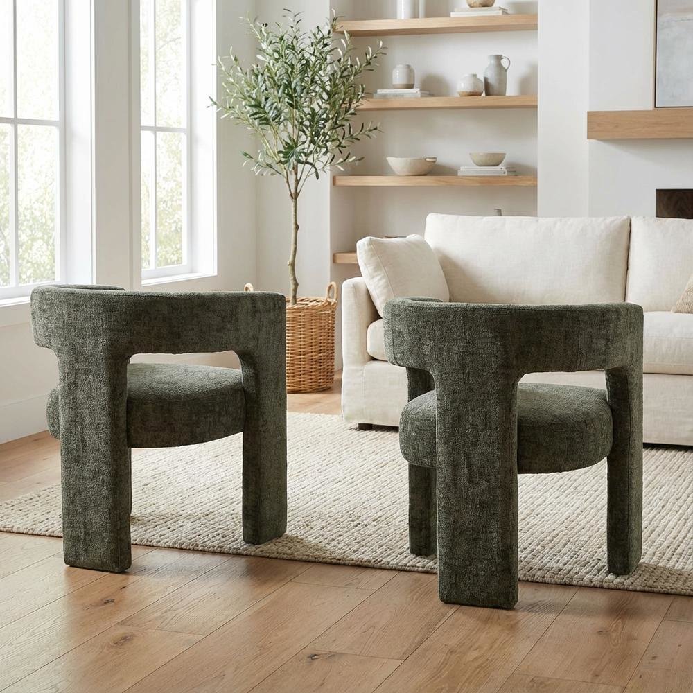 Gwen Modern Luxury Jacquard Fabric Sculpture Armchair - Set of 2