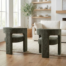 Gwen Modern Luxury Jacquard Fabric Sculpture Armchair - Set of 2
