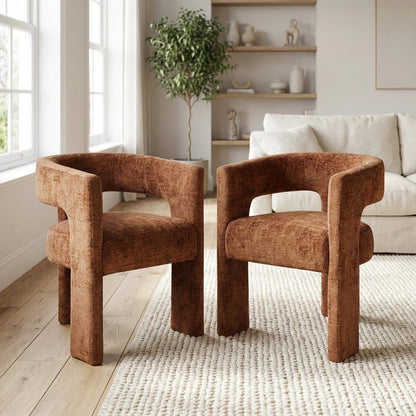 Gwen Modern Luxury Jacquard Fabric Sculpture Armchair - Set of 2
