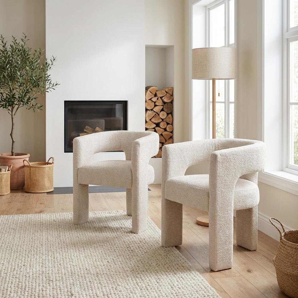 Gwen Modern Luxury Jacquard Fabric Sculpture Armchair - Set of 2