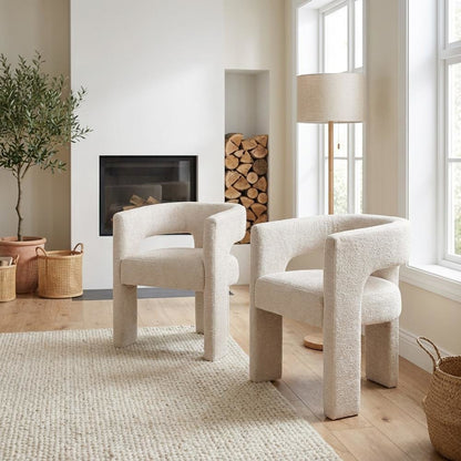 Gwen Modern Luxury Jacquard Fabric Sculpture Armchair - Set of 2