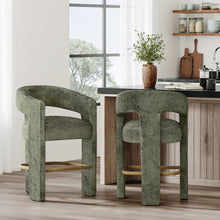 Gwen Modern Luxury Jacquard Fabric Upholstered Sculpture Counter Stool