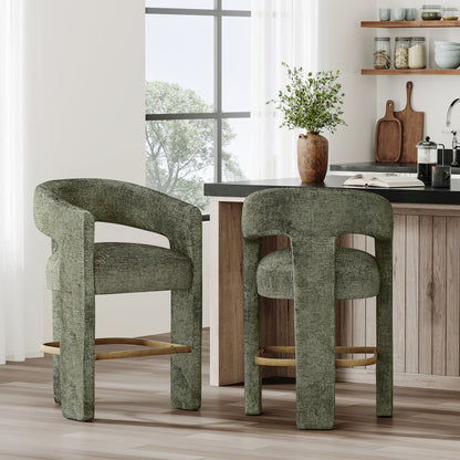 Gwen Modern Luxury Jacquard Fabric Upholstered Sculpture Counter Stool