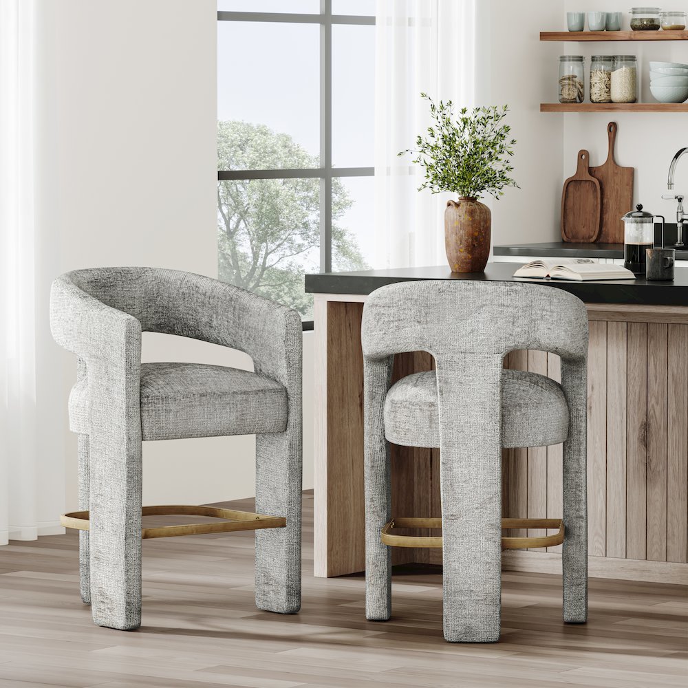 Gwen Modern Luxury Jacquard Fabric Upholstered Sculpture Counter Stool