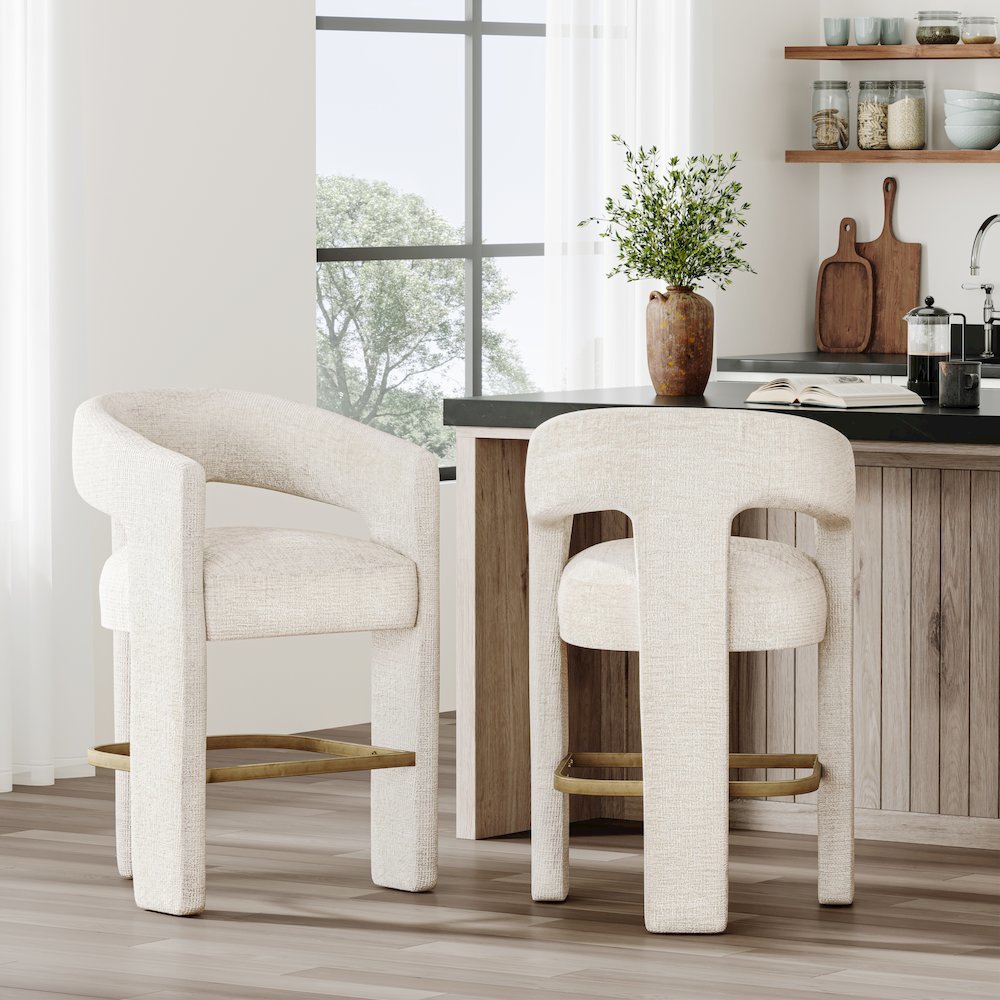 Gwen Modern Luxury Jacquard Fabric Upholstered Sculpture Counter Stool