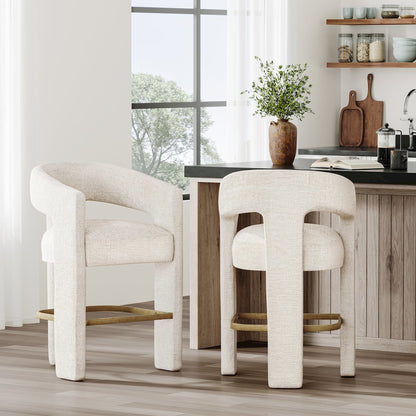Gwen Modern Luxury Jacquard Fabric Upholstered Sculpture Counter Stool