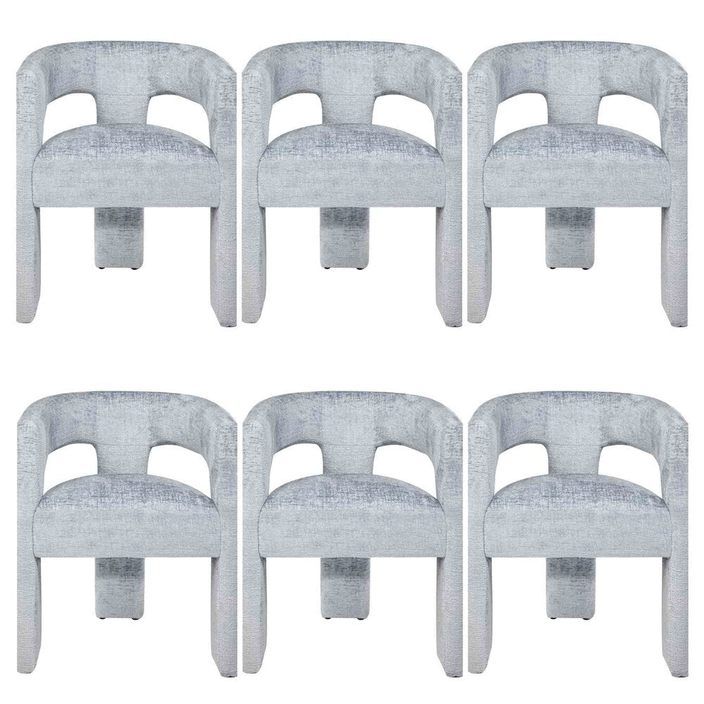 Gwen Modern Luxury Jacquard Fabric Sculpture Armchair - Set of 6