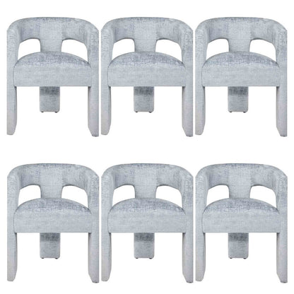 Gwen Modern Luxury Jacquard Fabric Sculpture Armchair - Set of 6