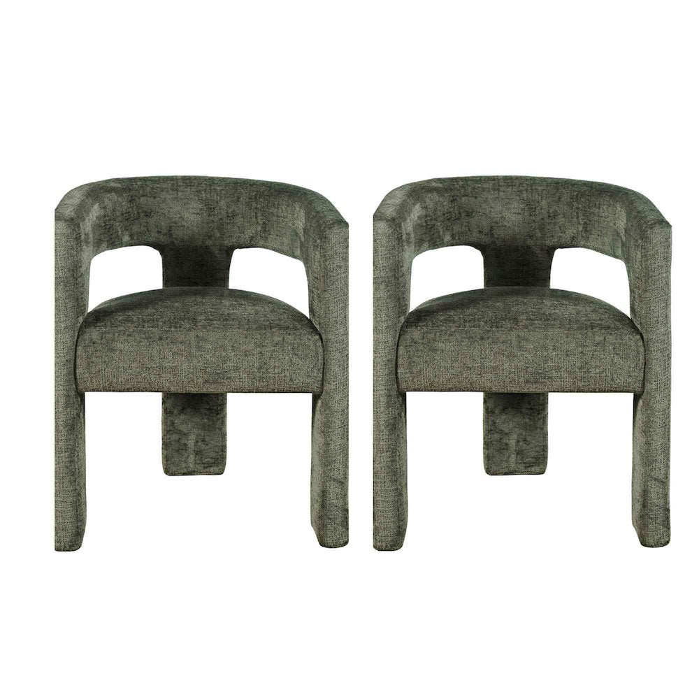 Gwen Modern Luxury Jacquard Fabric Sculpture Armchair - Set of 2