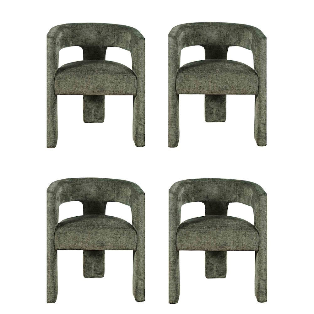 Gwen Modern Luxury Jacquard Fabric Sculpture Armchair - Set of 4