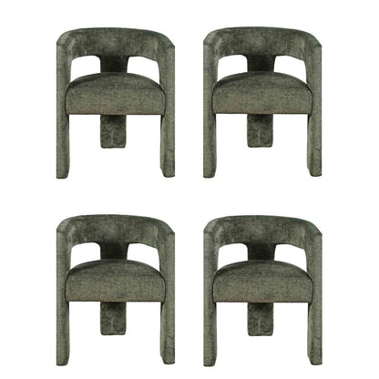 Gwen Modern Luxury Jacquard Fabric Sculpture Armchair - Set of 4