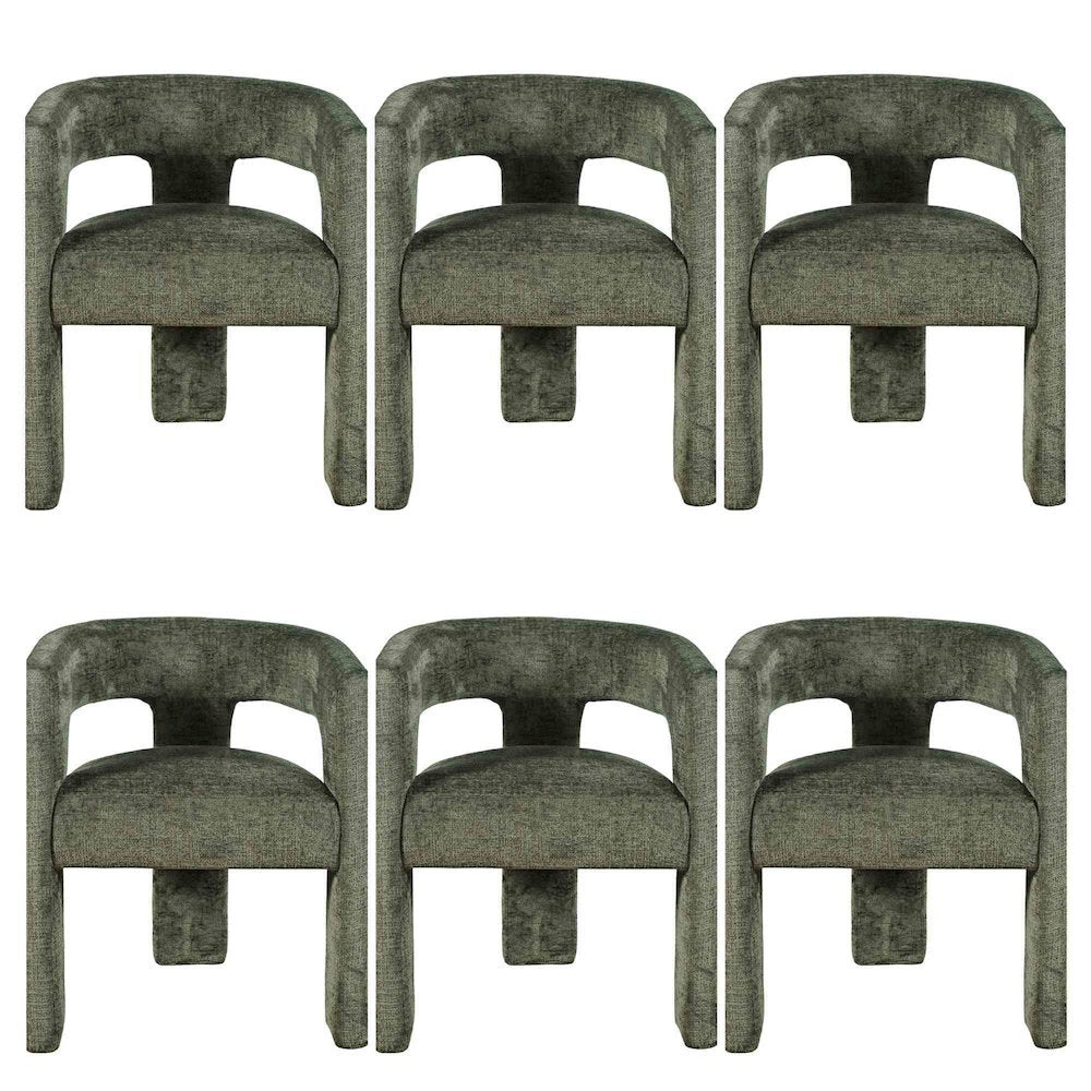 Gwen Modern Luxury Jacquard Fabric Sculpture Armchair - Set of 6