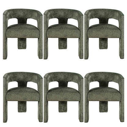 Gwen Modern Luxury Jacquard Fabric Sculpture Armchair - Set of 6