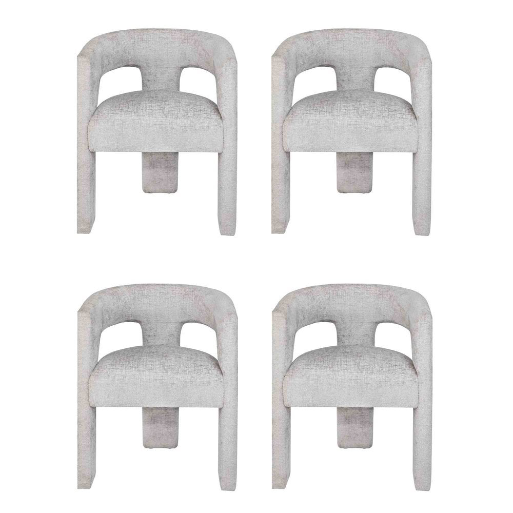 Gwen Modern Luxury Jacquard Fabric Sculpture Armchair - Set of 4