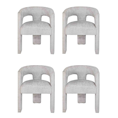 Gwen Modern Luxury Jacquard Fabric Sculpture Armchair - Set of 4