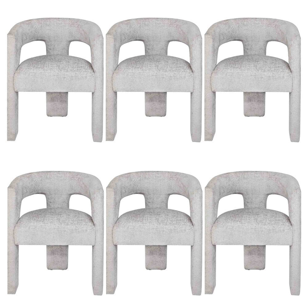 Gwen Modern Luxury Jacquard Fabric Sculpture Armchair - Set of 6