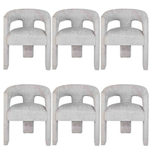 Gwen Modern Luxury Jacquard Fabric Sculpture Armchair - Set of 6
