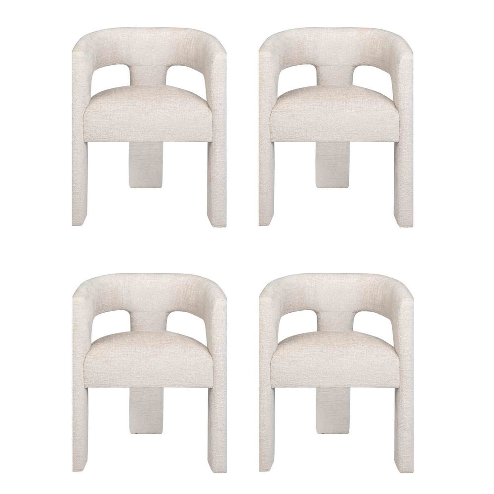 Gwen Modern Luxury Jacquard Fabric Sculpture Armchair - Set of 4