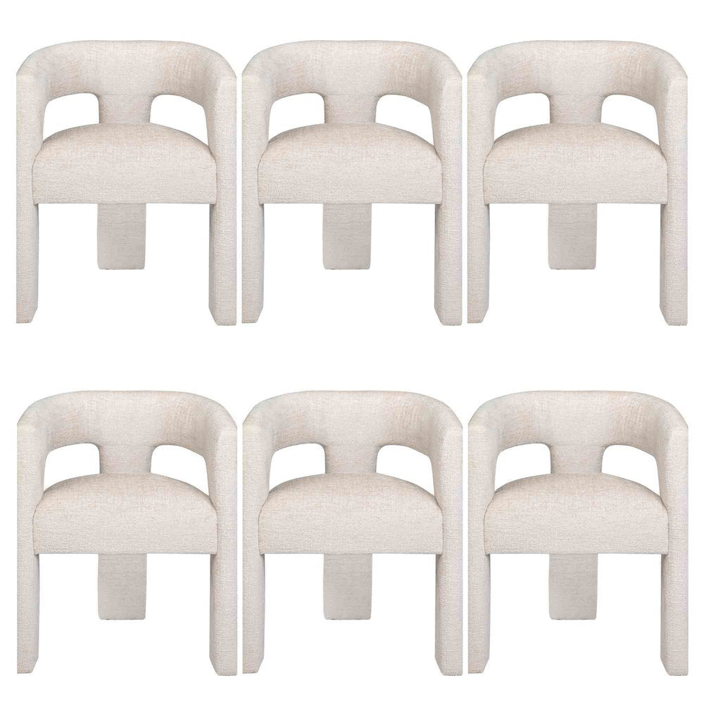 Gwen Modern Luxury Jacquard Fabric Sculpture Armchair - Set of 6