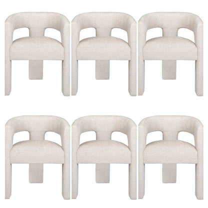 Gwen Modern Luxury Jacquard Fabric Sculpture Armchair - Set of 6
