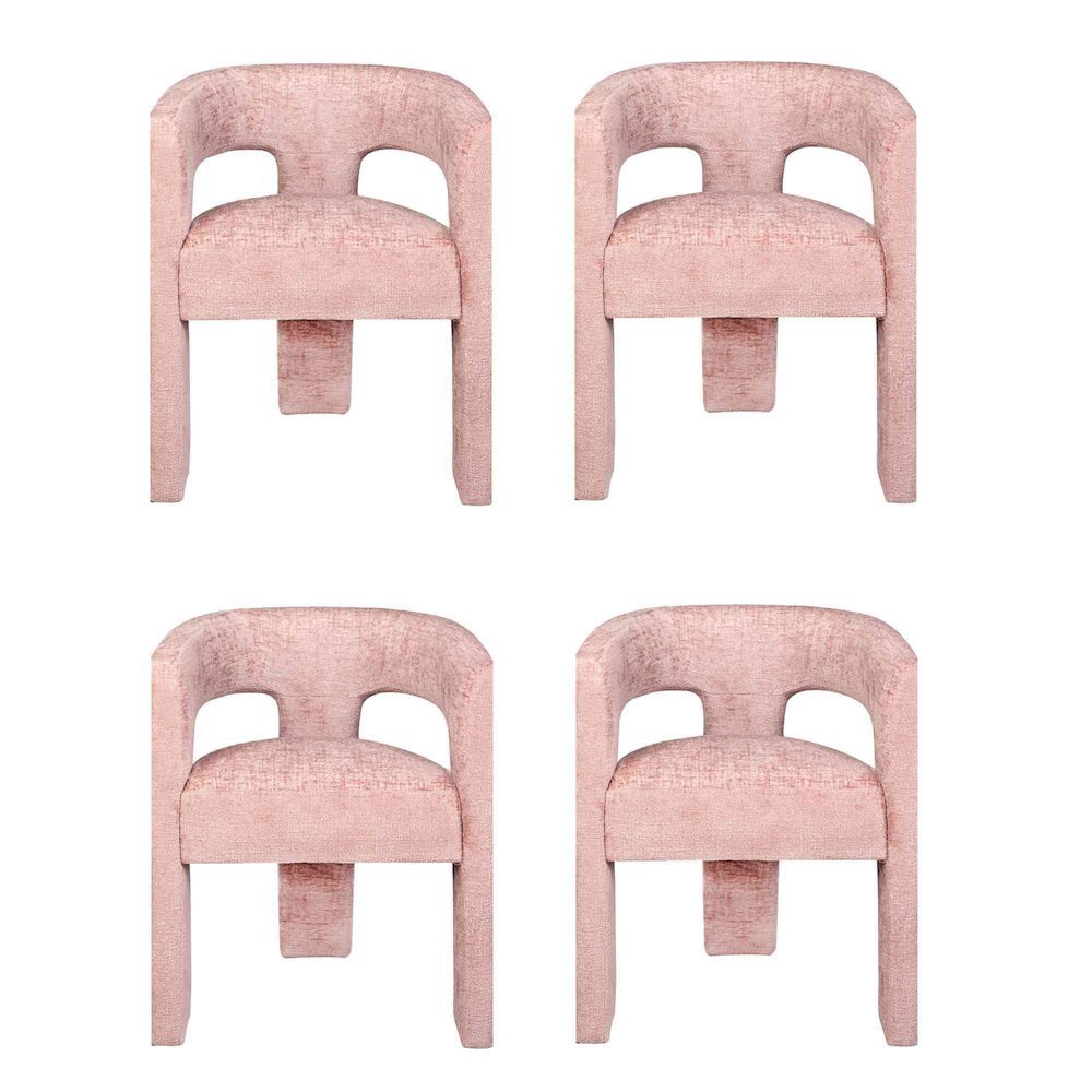 Gwen Modern Luxury Jacquard Fabric Sculpture Armchair - Set of 4