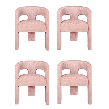 Gwen Modern Luxury Jacquard Fabric Sculpture Armchair - Set of 4