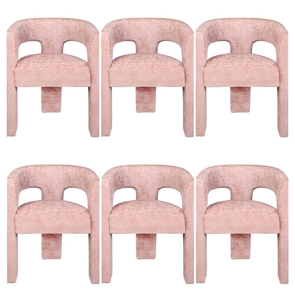 Gwen Modern Luxury Jacquard Fabric Sculpture Armchair - Set of 6