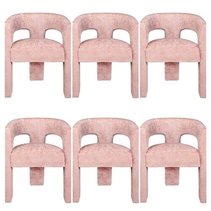Gwen Modern Luxury Jacquard Fabric Sculpture Armchair - Set of 6