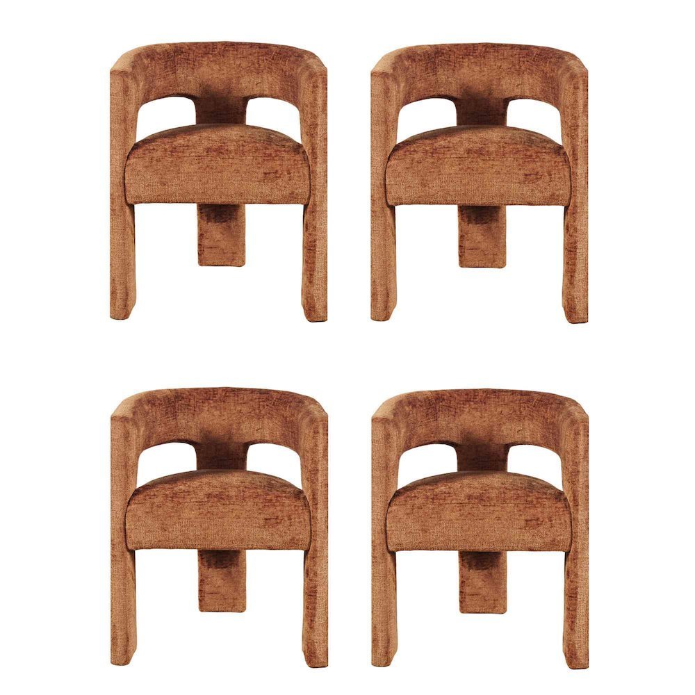 Gwen Modern Luxury Jacquard Fabric Sculpture Armchair - Set of 4
