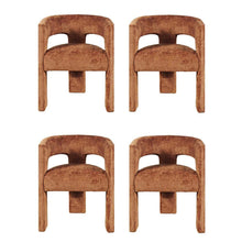 Gwen Modern Luxury Jacquard Fabric Sculpture Armchair - Set of 4