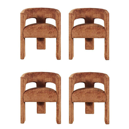 Gwen Modern Luxury Jacquard Fabric Sculpture Armchair - Set of 4