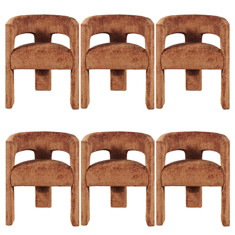 Gwen Modern Luxury Jacquard Fabric Sculpture Armchair - Set of 6