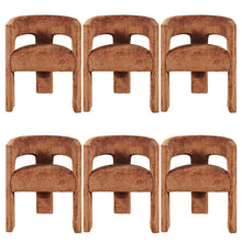 Gwen Modern Luxury Jacquard Fabric Sculpture Armchair - Set of 6