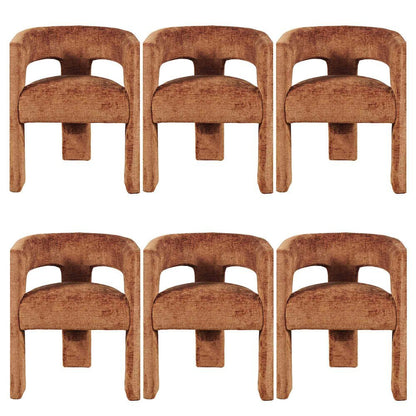 Gwen Modern Luxury Jacquard Fabric Sculpture Armchair - Set of 6