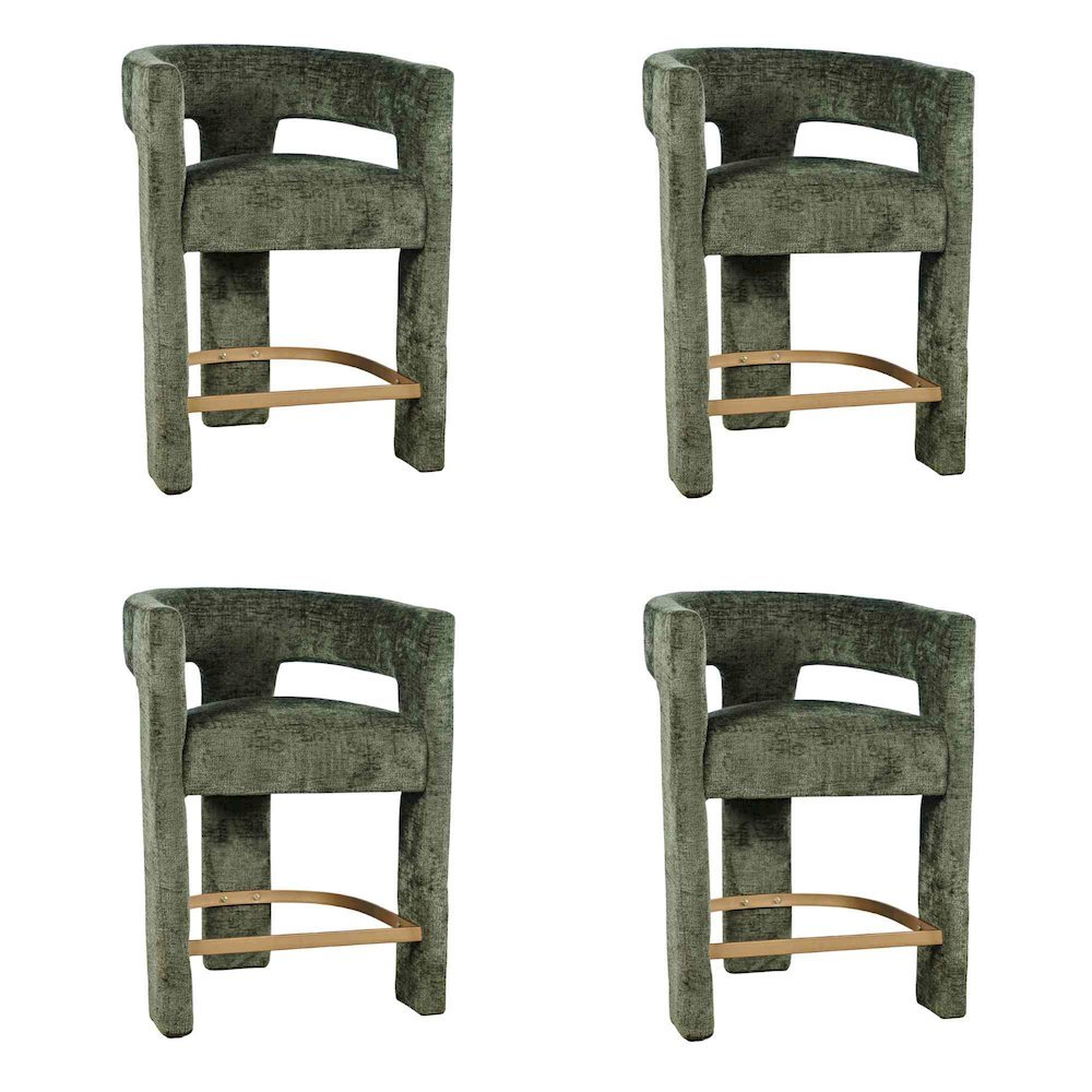 Gwen Modern Luxury Jacquard Fabric Sculpture Counter Stool - Set of 4