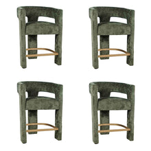 Gwen Modern Luxury Jacquard Fabric Sculpture Counter Stool - Set of 4