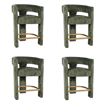 Gwen Modern Luxury Jacquard Fabric Sculpture Counter Stool - Set of 4