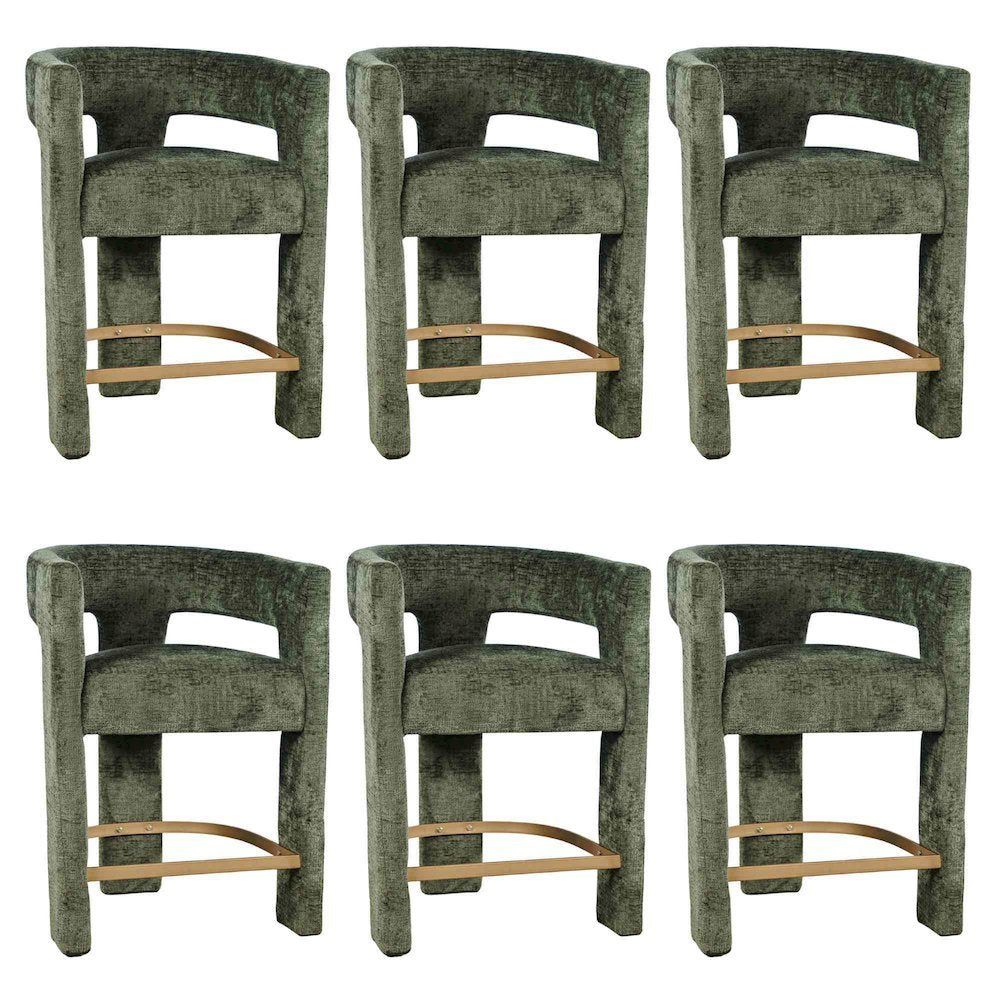 Gwen Modern Luxury Jacquard Fabric Sculpture Counter Stool - Set of 6