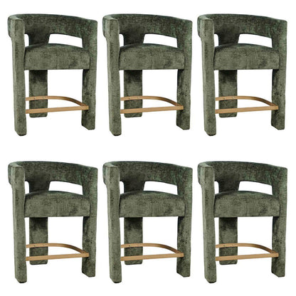 Gwen Modern Luxury Jacquard Fabric Sculpture Counter Stool - Set of 6