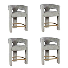 Gwen Modern Luxury Jacquard Fabric Sculpture Counter Stool - Set of 4