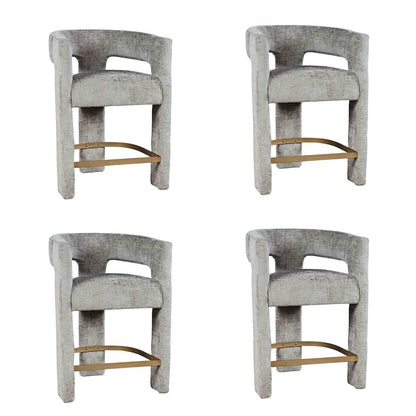 Gwen Modern Luxury Jacquard Fabric Sculpture Counter Stool - Set of 4