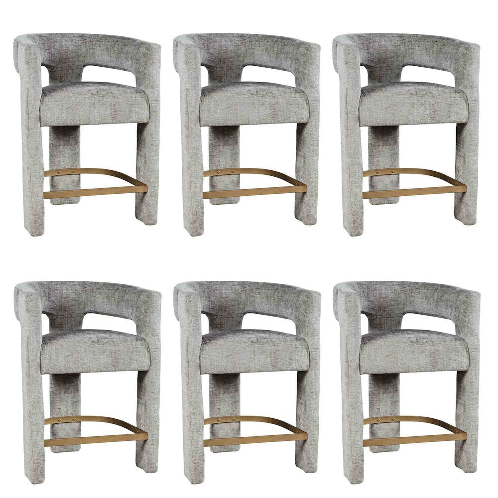 Gwen Modern Luxury Jacquard Fabric Sculpture Counter Stool - Set of 6
