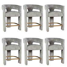 Gwen Modern Luxury Jacquard Fabric Sculpture Counter Stool - Set of 6